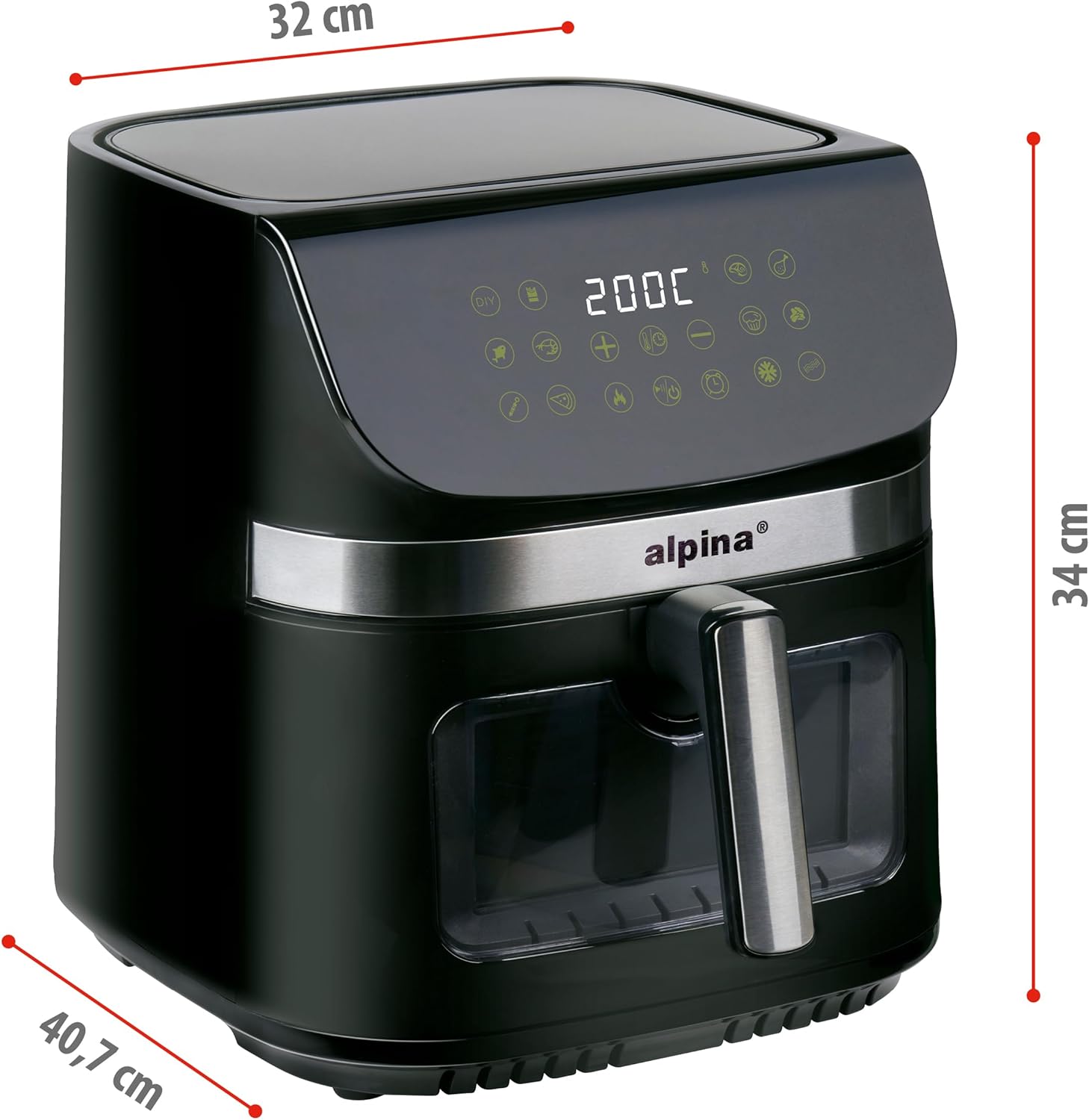 Pojemny kosz 9L ALPINA Air Fryer