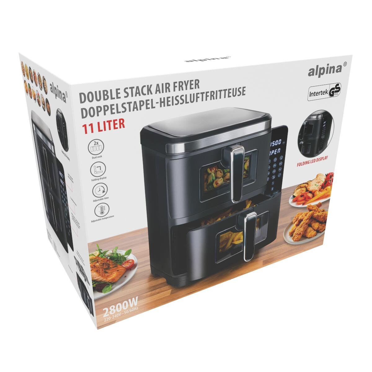 Nowoczesny design ALPINA Air Fryer Double Stack